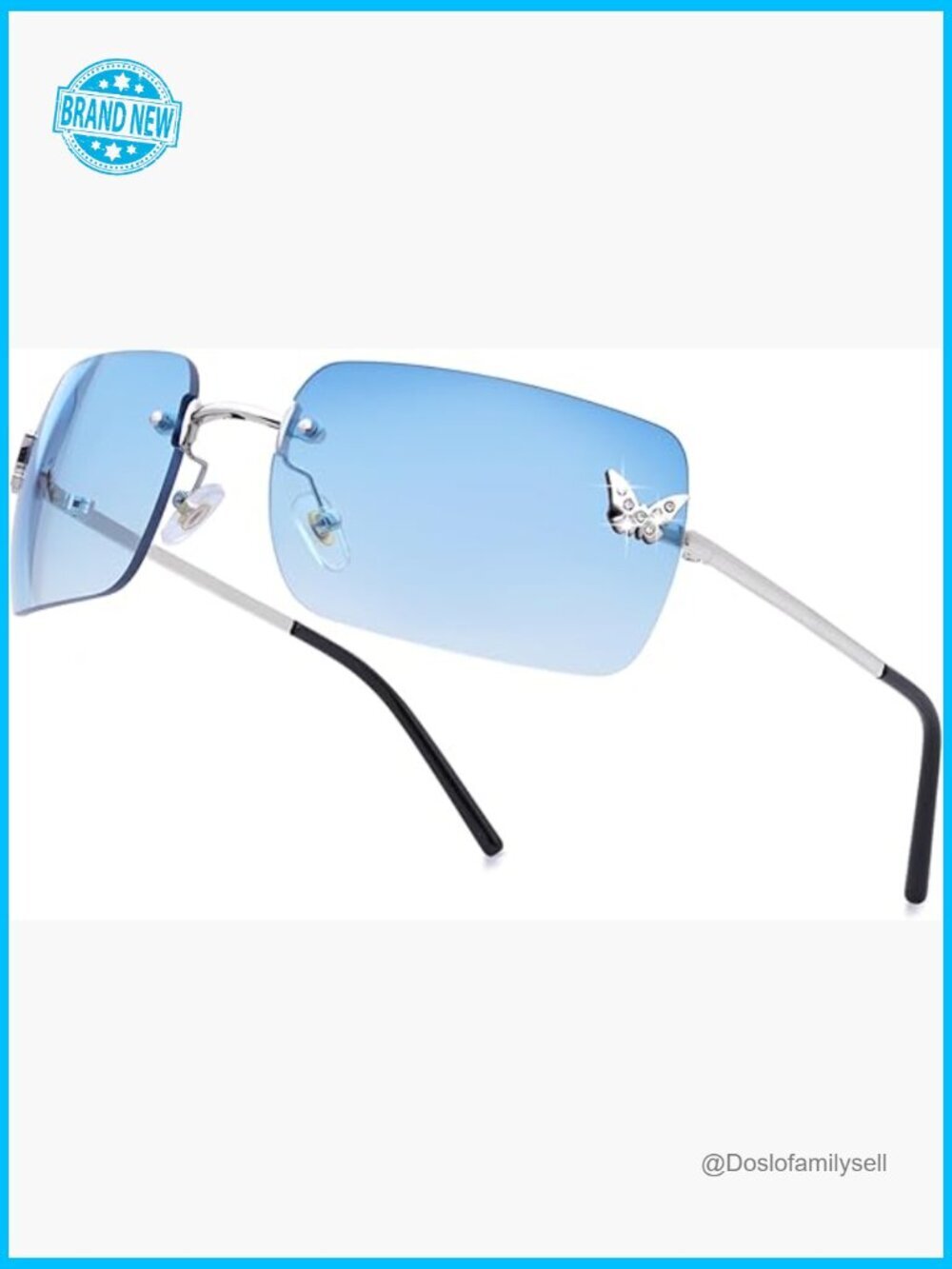 Rimless Rectangle Y2K Sunglasses Cute Small Clear Frameless Tinted Lens Fashion